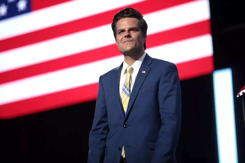Image: Kendrick Lamar's "Not Like Us" lyrics, "Say, Drake, I hеar you like 'em young," struck a nerve with Matt Gaetz.