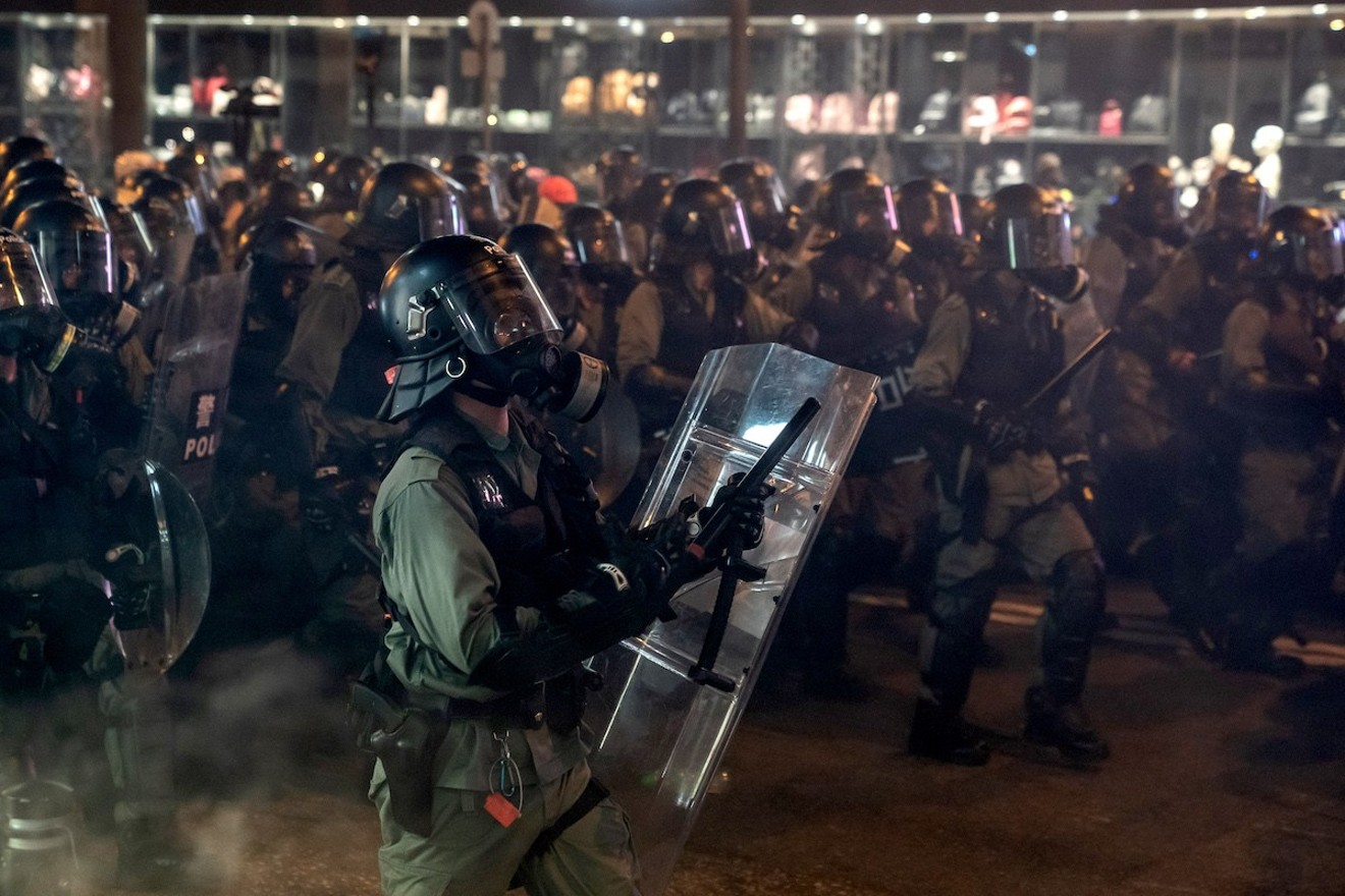 Riot police in Hong Kong on August 4.
