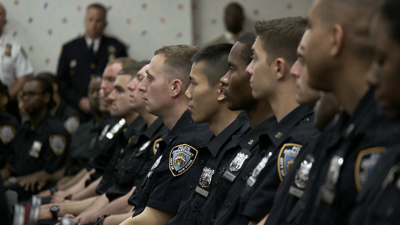 New recruits attend a training session in Brooklyn's 75th Precinct in Stephen Maing’s documentary Crime + Punishment, which tracks the struggle of minority police officers within the NYPD to reshape the culture of law enforcement.