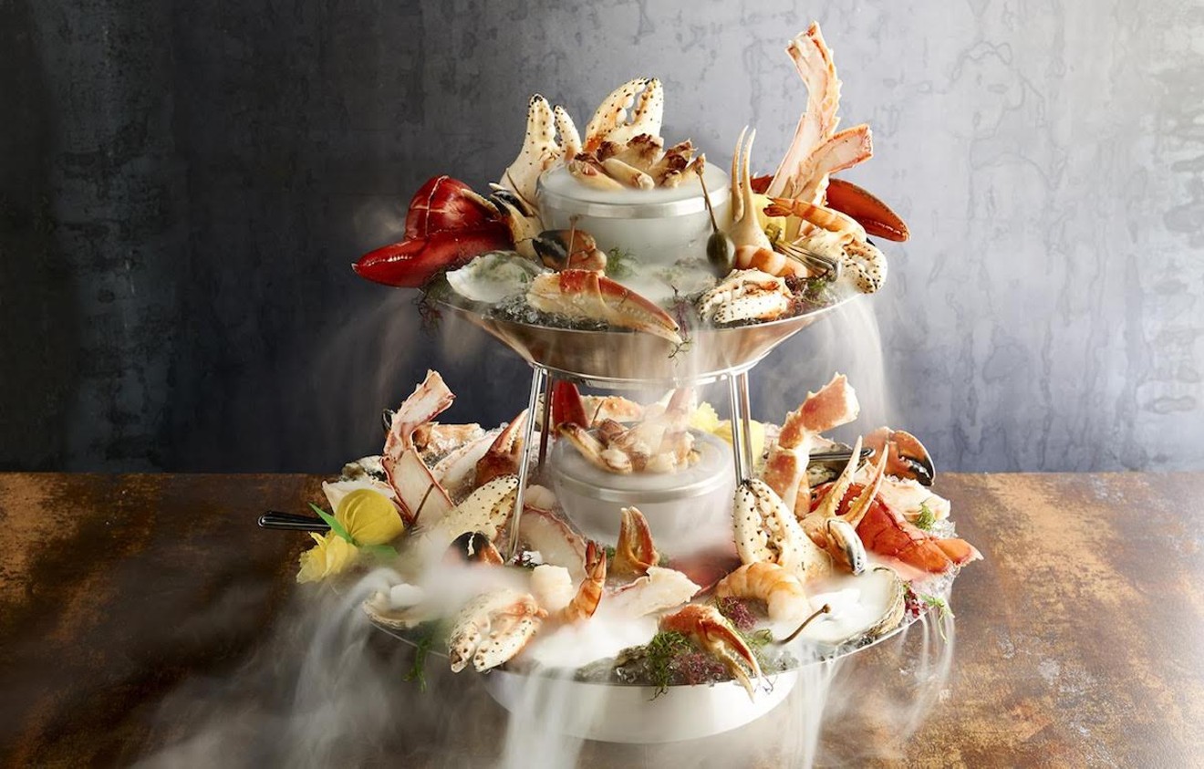 A two-foot seafood tower is one of Mastro's Ocean Clubs' most famous offerings.