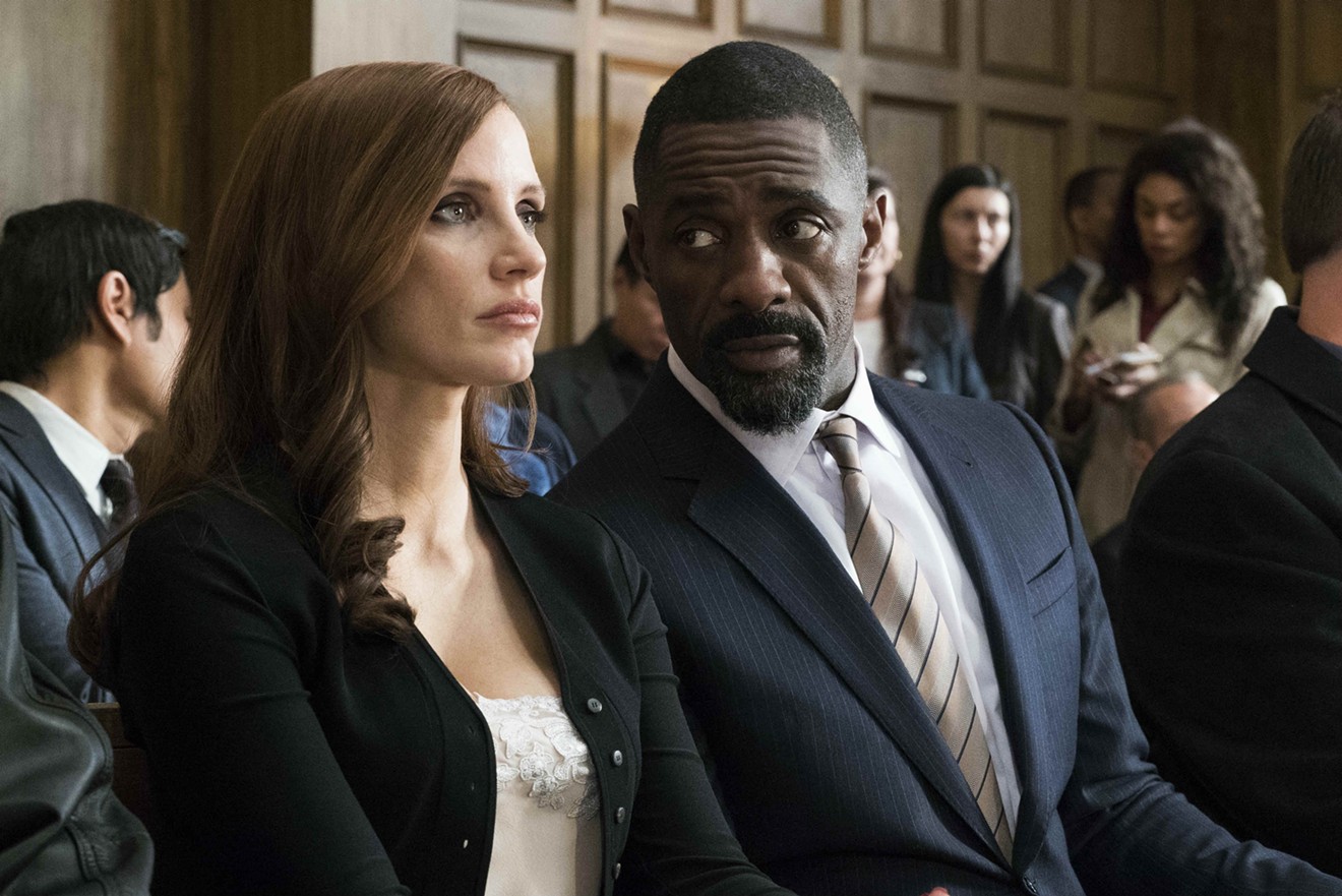 Jessica Chastain (left) plays Molly Bloom, the most powerful poker game runner in Los Angeles and New York, and Idris Elba is lawyer Charlie Jaffey in Aaron Sorkin's biopic Molly’s Game.