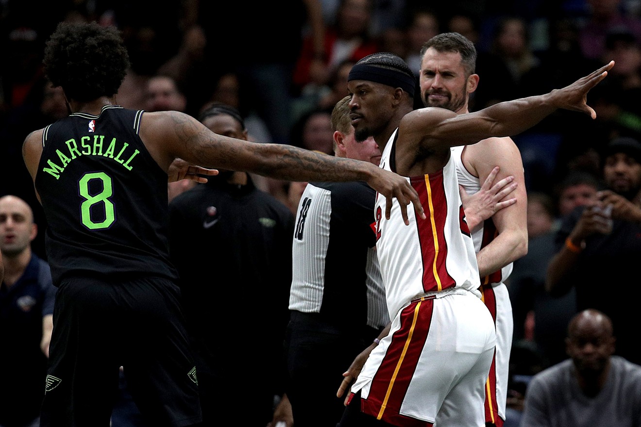 Naji Marshall of the New Orleans Pelicans and Jimmy Butler of the Miami Heat got into an altercation that interrupted the fourth quarter of an NBA game at Smoothie King Center in New Orleans on February 23, 2024.