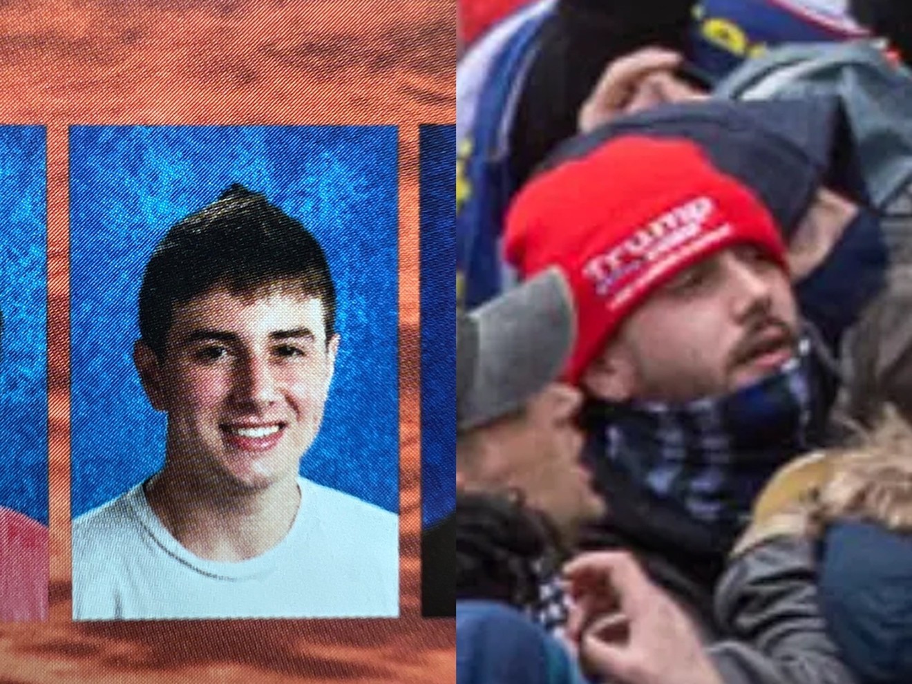Mason Courson's Cypress Bay High yearbook photo beside the image shared by the FBI.
