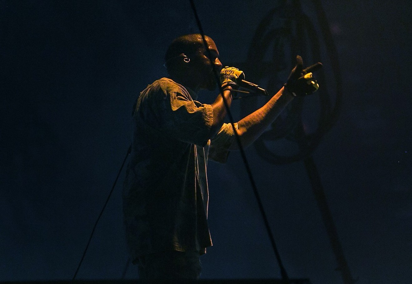Kanye West performing at the American Airlines Arena in Miami during the Saint Pablo Tour in 2016.