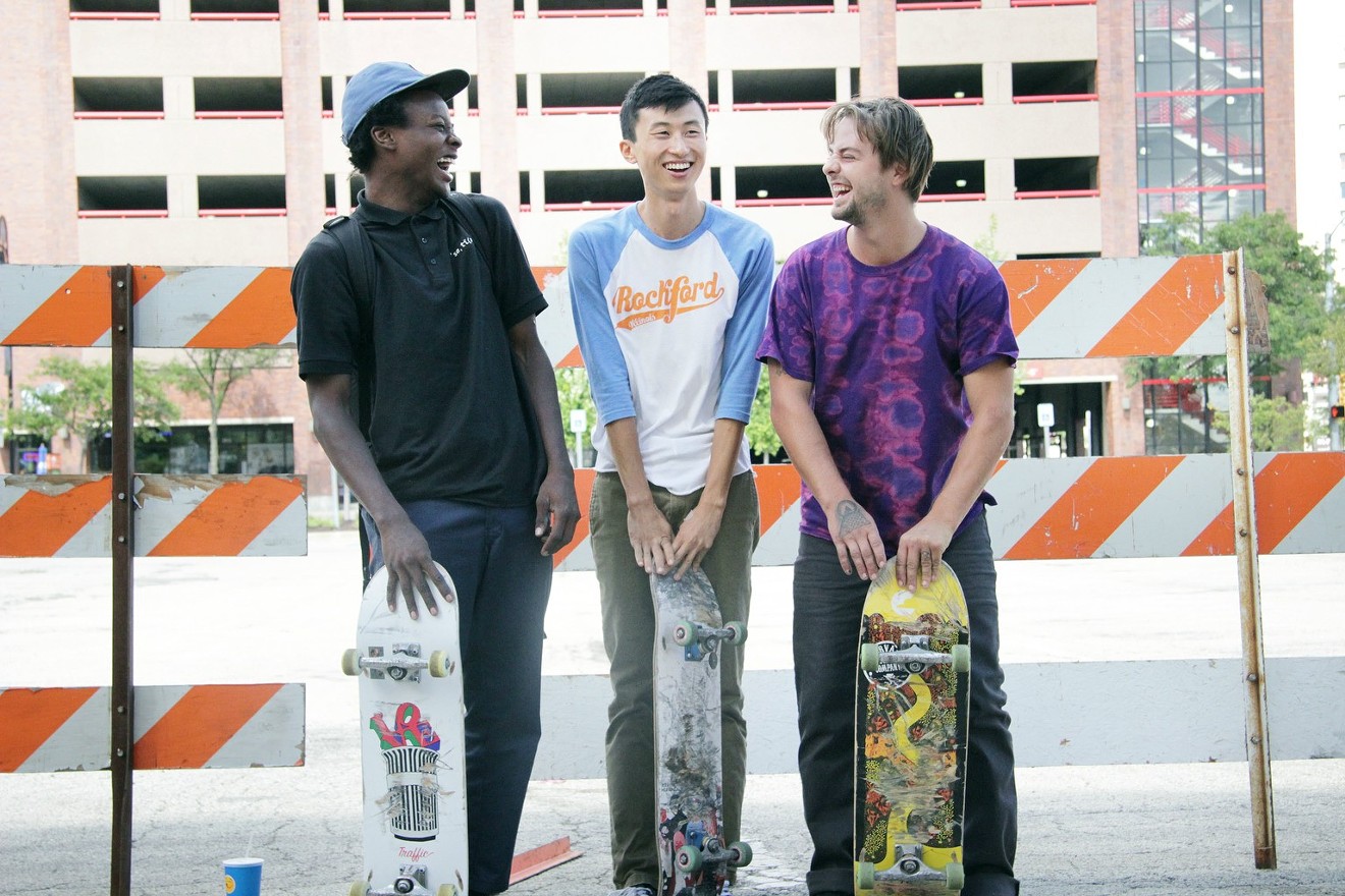 Minding the Gap is a documentary that follows the lives of three skaters in the depressed Rust Belt town of Rockford, Illinois, who are also close friends (from left): Keire Johnson, the film's director Bing Liu and Zack Mulligan.