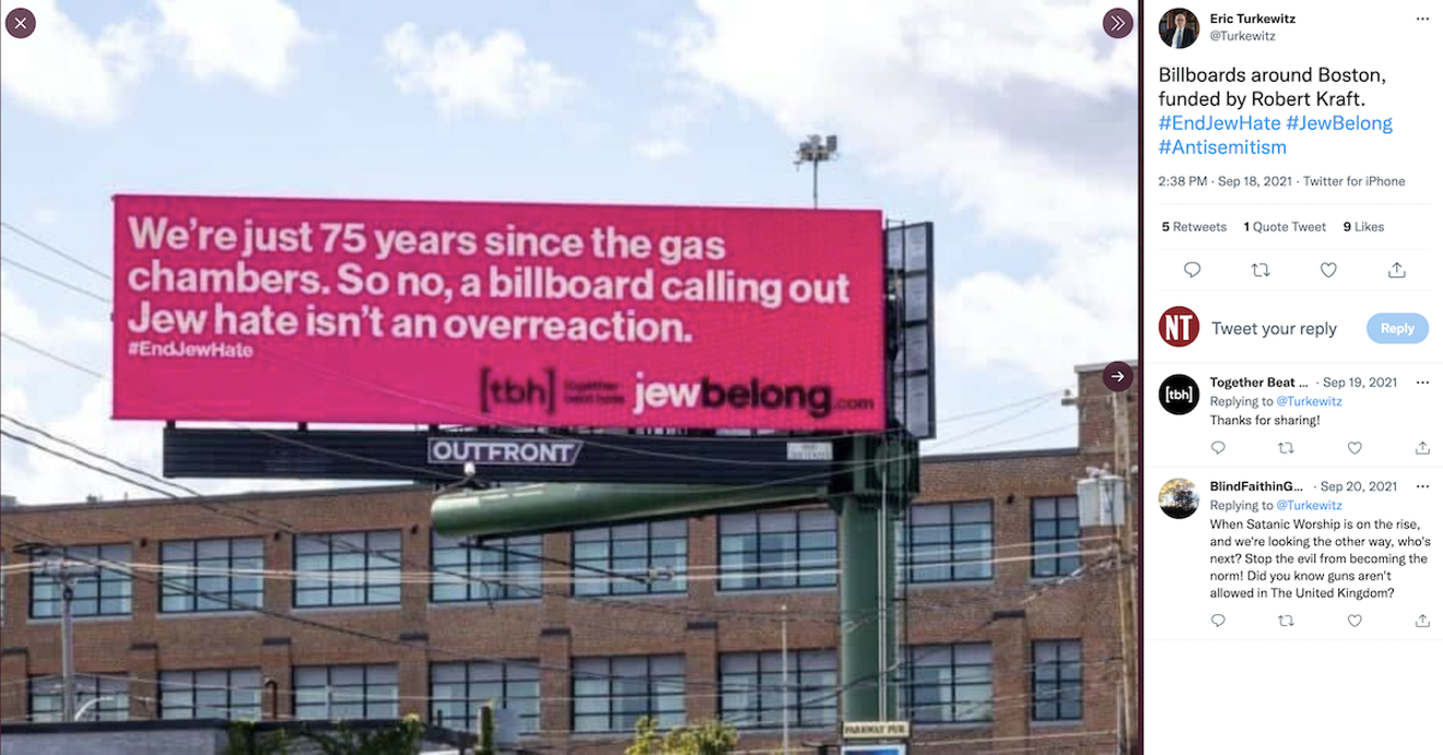 A JewBelong billboard that debuted last year in Boston
