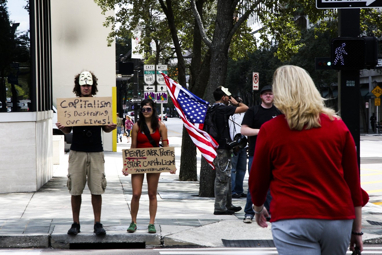 Protesters with the Occupy Tampa movement in 2011.