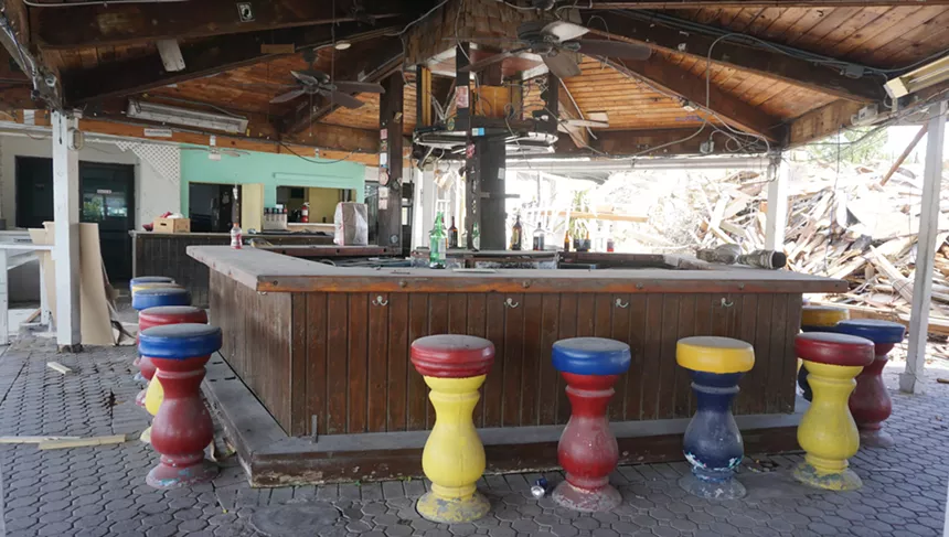 The last days of the Bahia Cabana tiki bar, from which revelers regularly mooned the crowded Jungle Queen Riverboat. - PHOTO BY WENDY RHODES