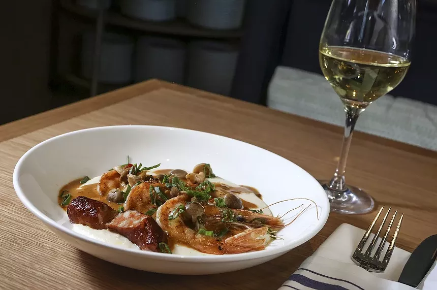 Shrimp & Anson Mills grits - PHOTO BY CANDACEWEST.COM