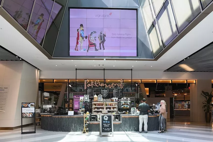 Parliament Coffee welcomes train riders at the Brightline Miami station's food hall, Central Fare. - BRIGHTLINE