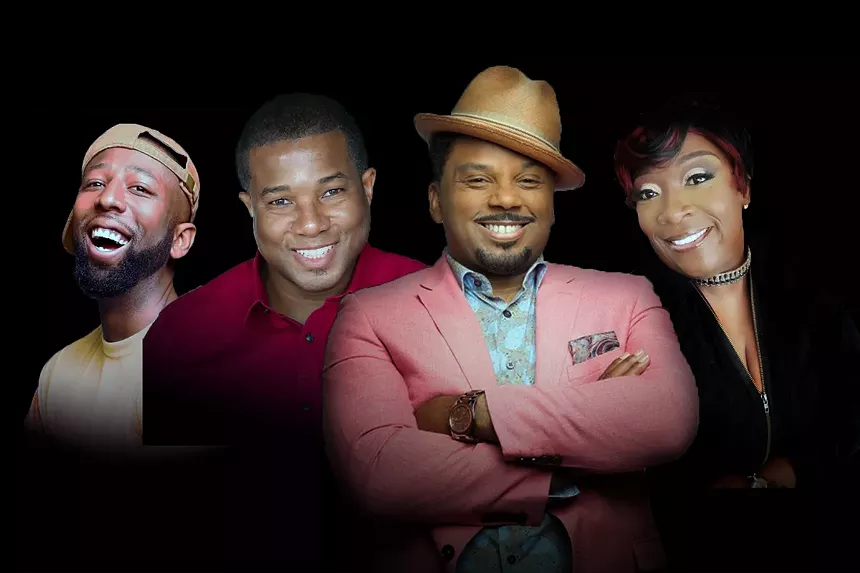 Saturday's Stand-Up Live! in Pompano will feature Loose Cannon (from left), Tony Tone, host Carl Payne, and Wanda Smith. - PHOTO COURTESY OF POMPANO BEACH CULTURAL CENTER