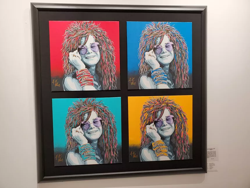 A portrait of Janis Joplin is among the new additions to Def Leppard drummer Rick Allen's Legend Series on display at select Wentworth Galleries this weekend. - PHOTO BY WENDY RHODES
