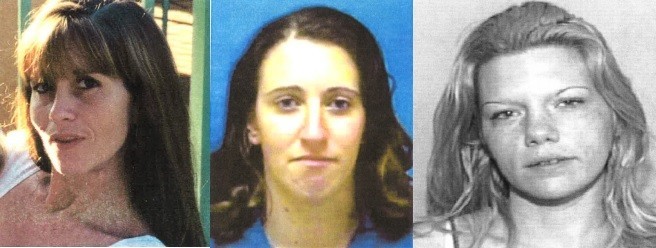 Side-by-side photos of three female homicide victims: Kim Dietz-Livesey, Sia Demas, and Jessica Good